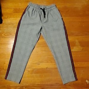 Straight Fit Checkered jogger with red trim